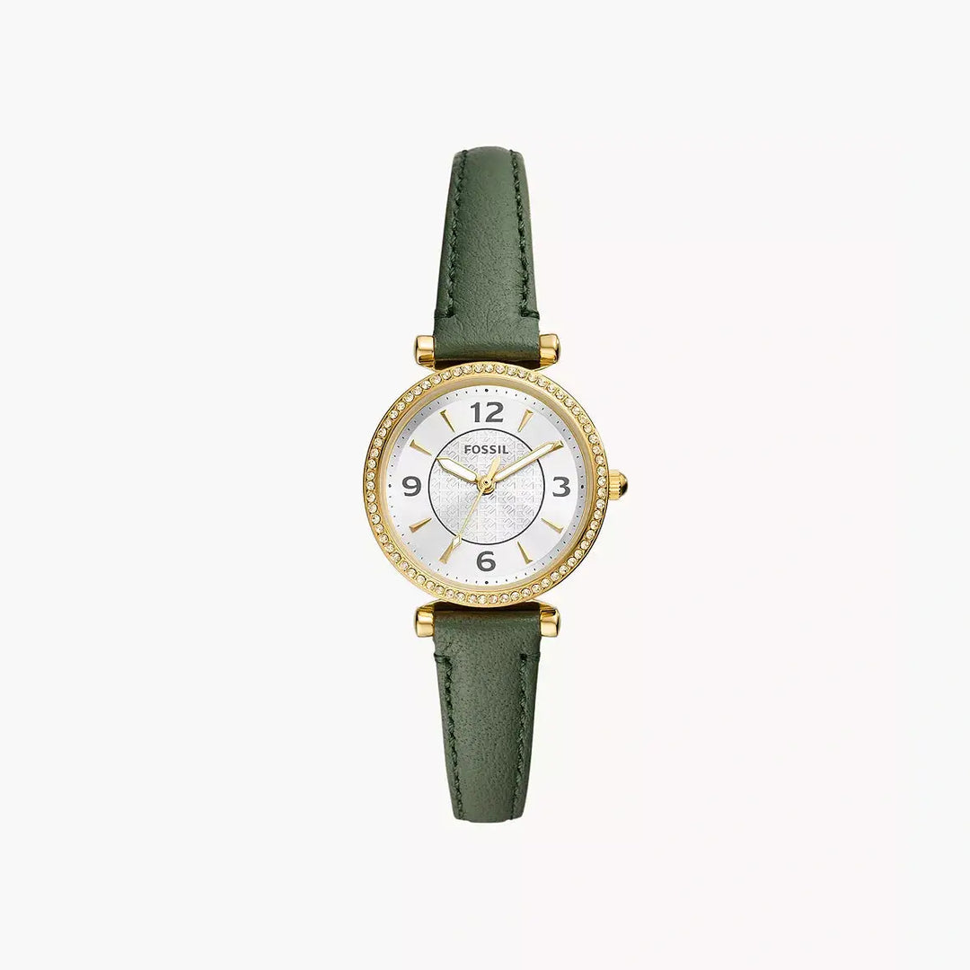 Fossil Carlie Three-Hand Green LiteHide™ Leather Watch