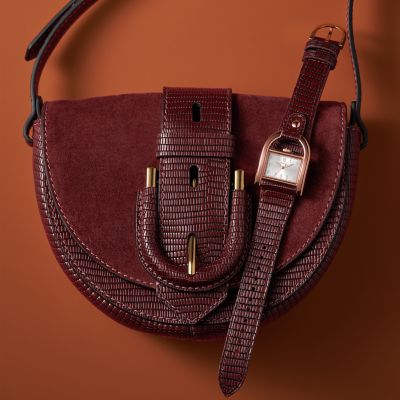 Fossil Harwell Three-Hand Red Lizard LiteHide™ Leather Watch