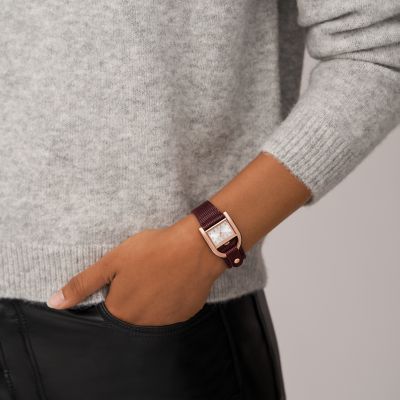 Fossil Harwell Three-Hand Red Lizard LiteHide™ Leather Watch