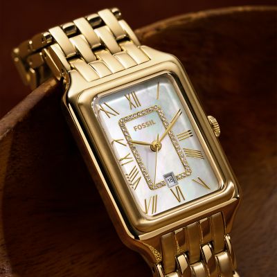 Fossil Raquel Three-Hand Date Gold-Tone Stainless Steel Watch