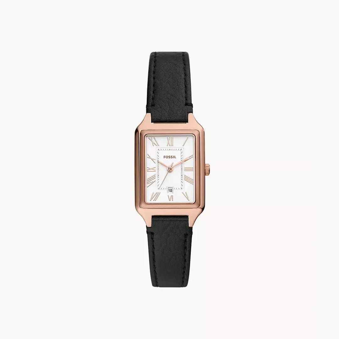 Fossil Raquel Three-Hand Date Black LiteHide™ Leather Watch