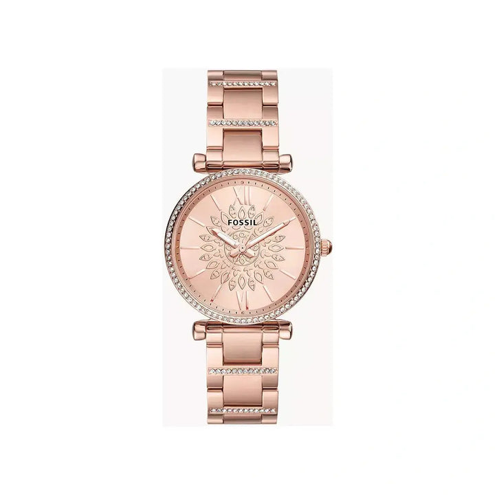 Fossil Carlie Three-Hand Rose Gold-Tone Stainless Steel Watch