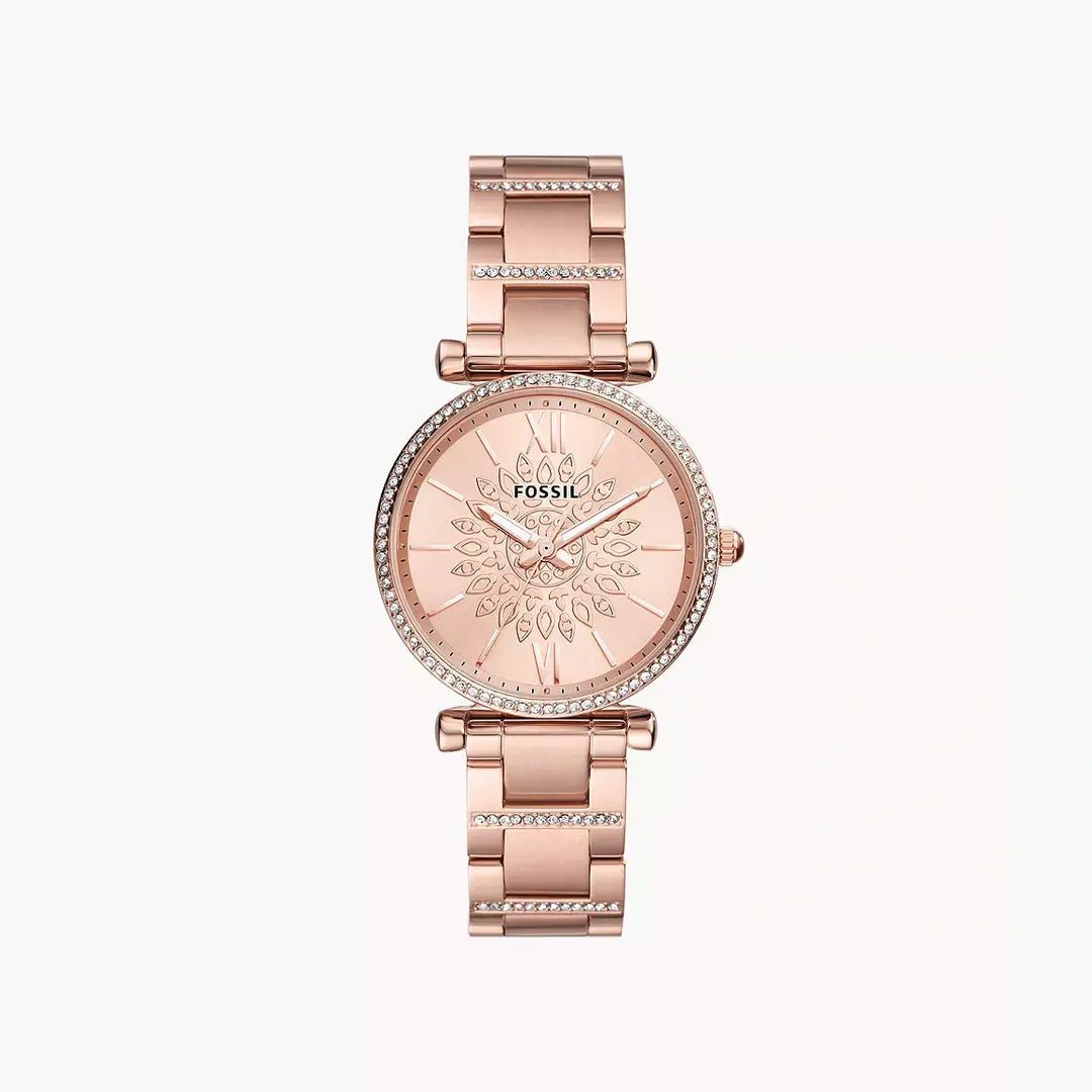 Fossil Carlie Three-Hand Rose Gold-Tone Stainless Steel Watch