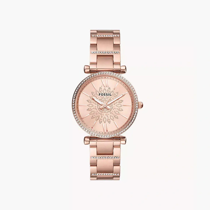 Fossil Carlie Three-Hand Rose Gold-Tone Stainless Steel Watch