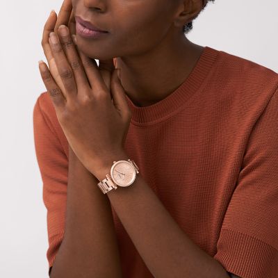 Fossil Carlie Three-Hand Rose Gold-Tone Stainless Steel Watch