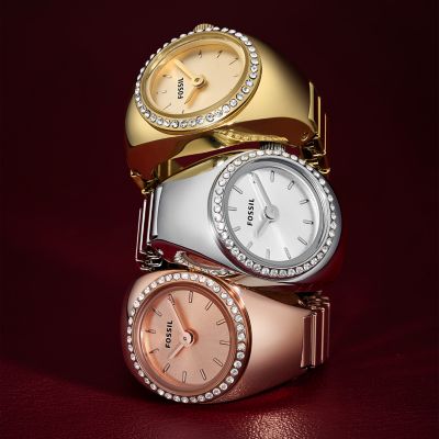 Fossil Watch Ring Two-Hand Stainless Steel