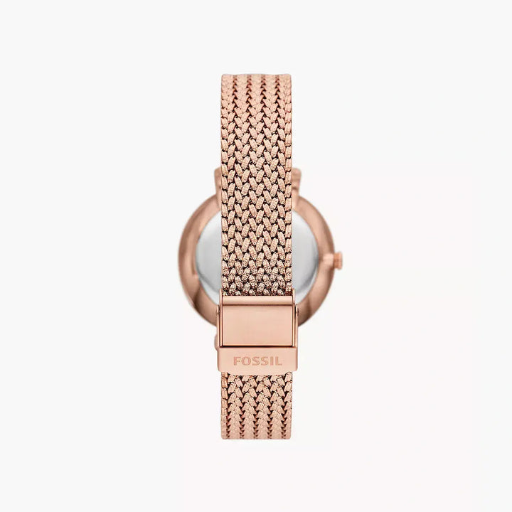 Fossil Jacqueline Three-Hand Date Rose Gold-Tone Stainless Steel Mesh Watch