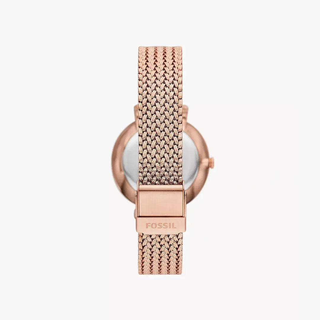Fossil Jacqueline Three-Hand Date Rose Gold-Tone Stainless Steel Mesh Watch