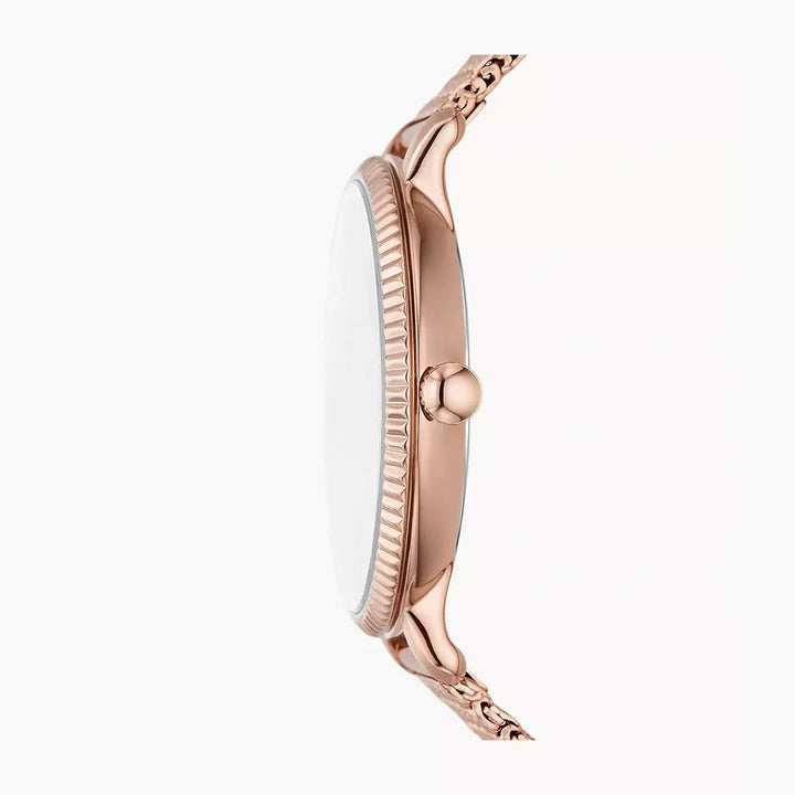 Fossil Jacqueline Three-Hand Date Rose Gold-Tone Stainless Steel Mesh Watch