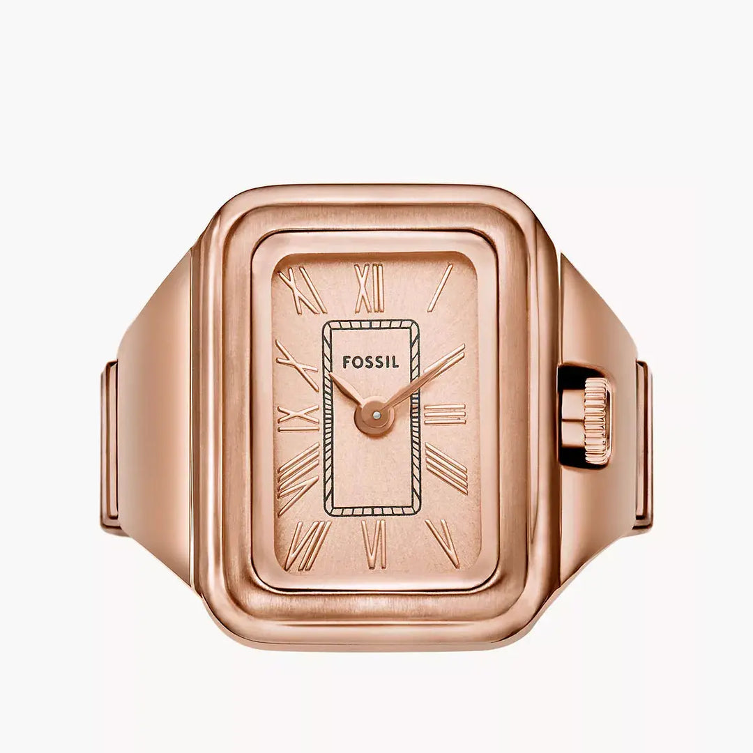 Fossil Raquel Watch Ring Two-Hand Rose Gold-Tone Stainless Steel