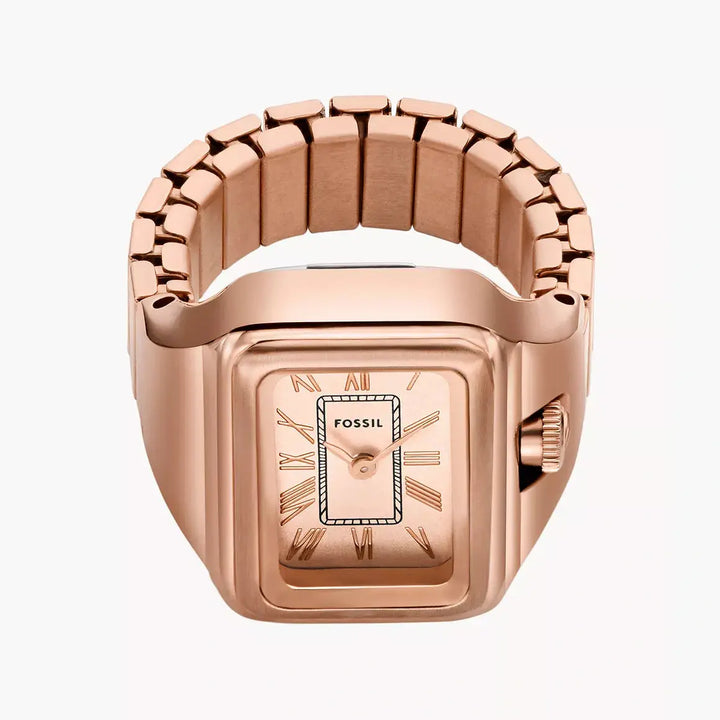 Fossil Raquel Watch Ring Two-Hand Rose Gold-Tone Stainless Steel