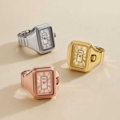 Fossil Raquel Watch Ring Two-Hand Rose Gold-Tone Stainless Steel