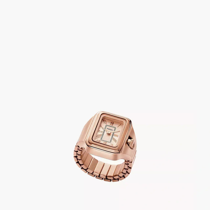 Fossil Raquel Watch Ring Two-Hand Rose Gold-Tone Stainless Steel