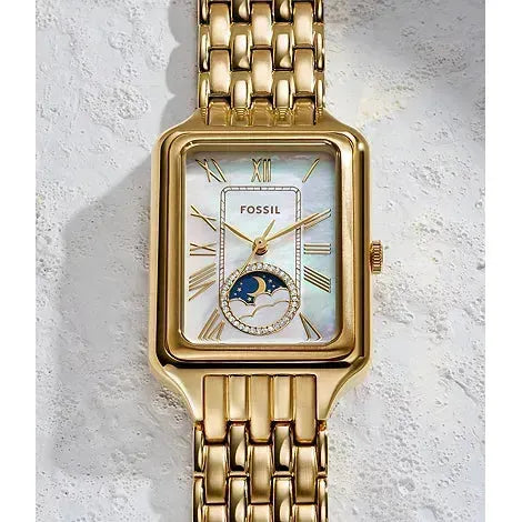 Raquel Sun Moon Multifunction Gold-Tone Stainless Steel Watch