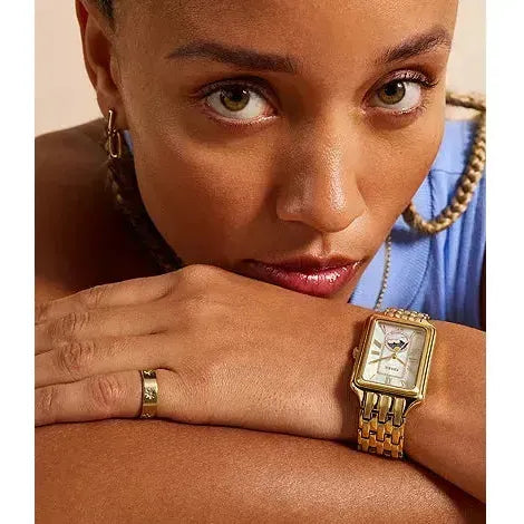 Raquel Sun Moon Multifunction Gold-Tone Stainless Steel Watch