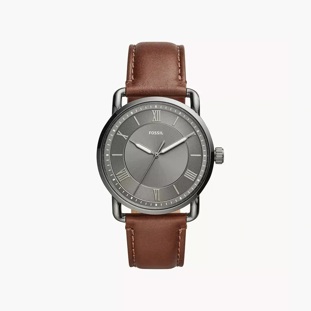 Fossil Copeland 42-Mm Three-Hand Brown Leather Watch