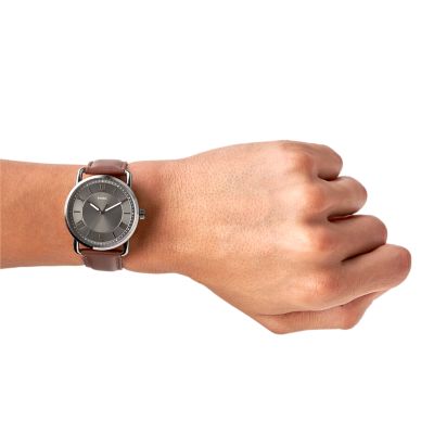 Fossil Copeland 42-Mm Three-Hand Brown Leather Watch