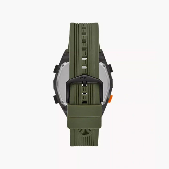 Fossil Everett Carbon Solar-Powered Digital Olive Silicone Watch