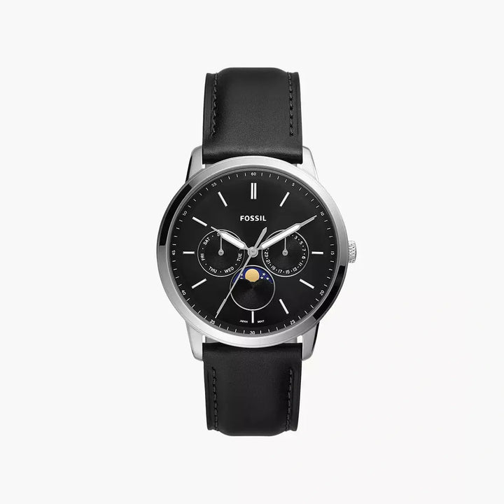 Fossil Neutra Moonphase Multifunction Black LiteHide™ Leather Watch