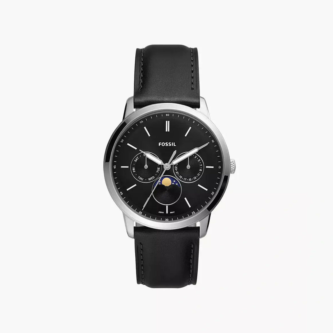 Fossil Neutra Moonphase Multifunction Black LiteHide™ Leather Watch