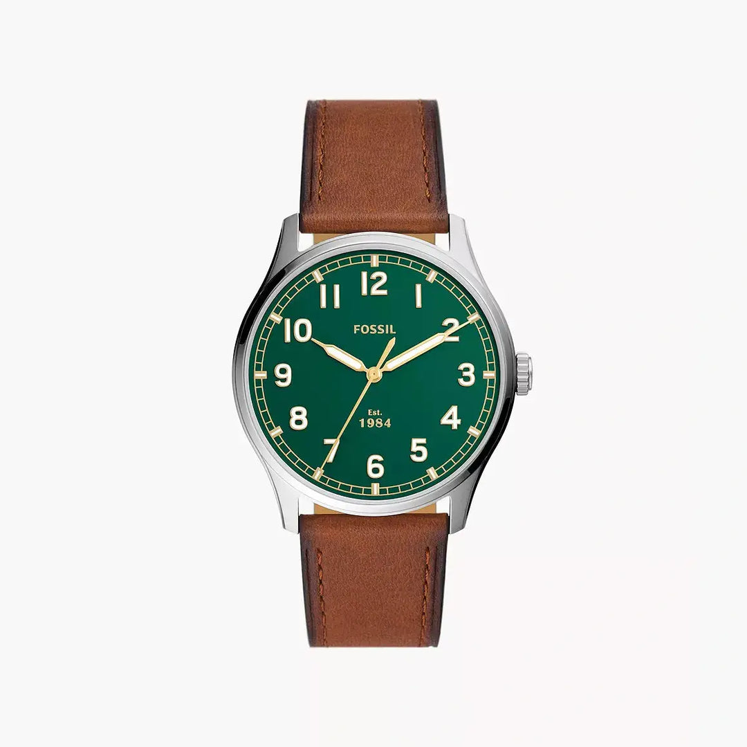 Fossil Dayliner Three-Hand Teak Leather Watch