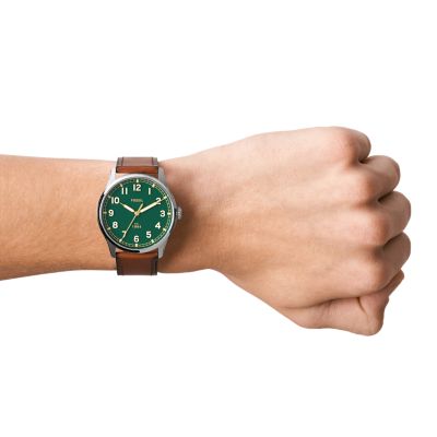 Fossil Dayliner Three-Hand Teak Leather Watch