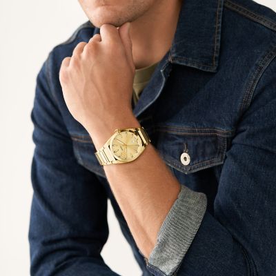 Fossil Everett Three-Hand Date Gold-Tone Stainless Steel Watch