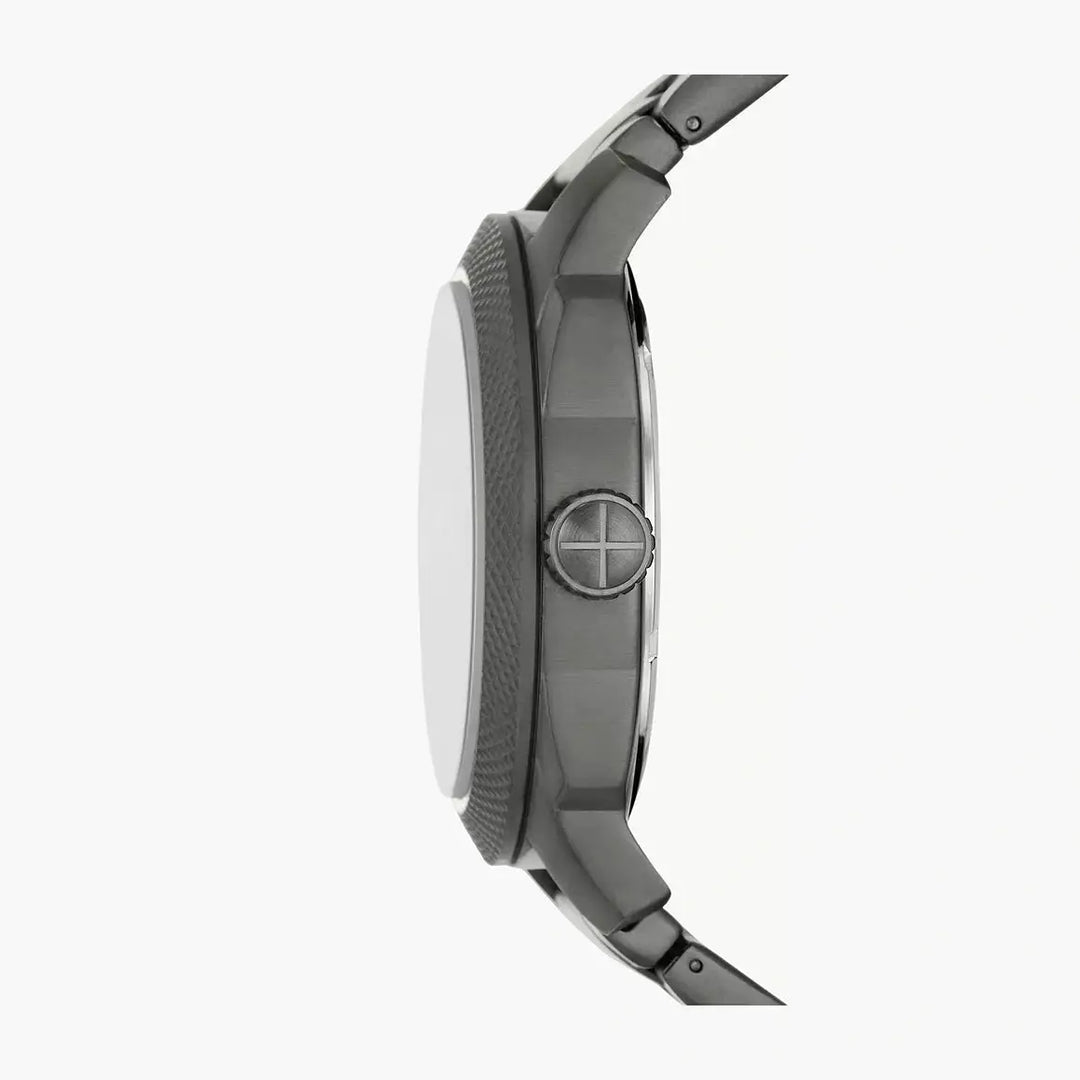 Fossil Machine Three-Hand Date Smoke Stainless Steel Watch