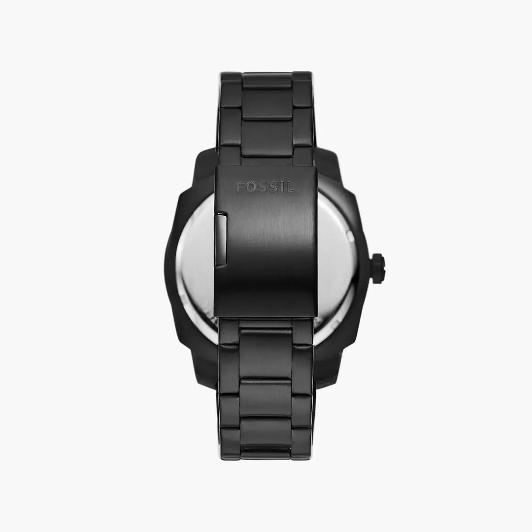 Fossil Machine Three-Hand Date Black Stainless Steel Watch