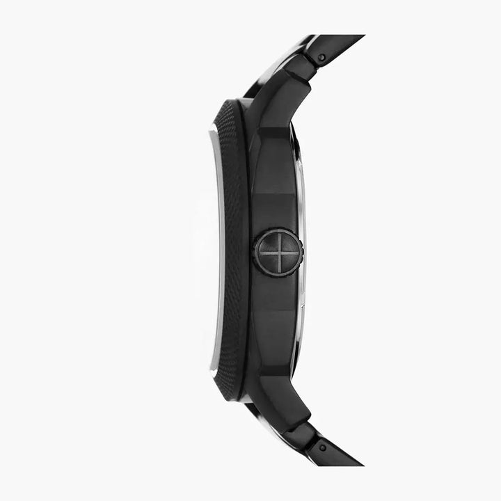 Fossil Machine Three-Hand Date Black Stainless Steel Watch