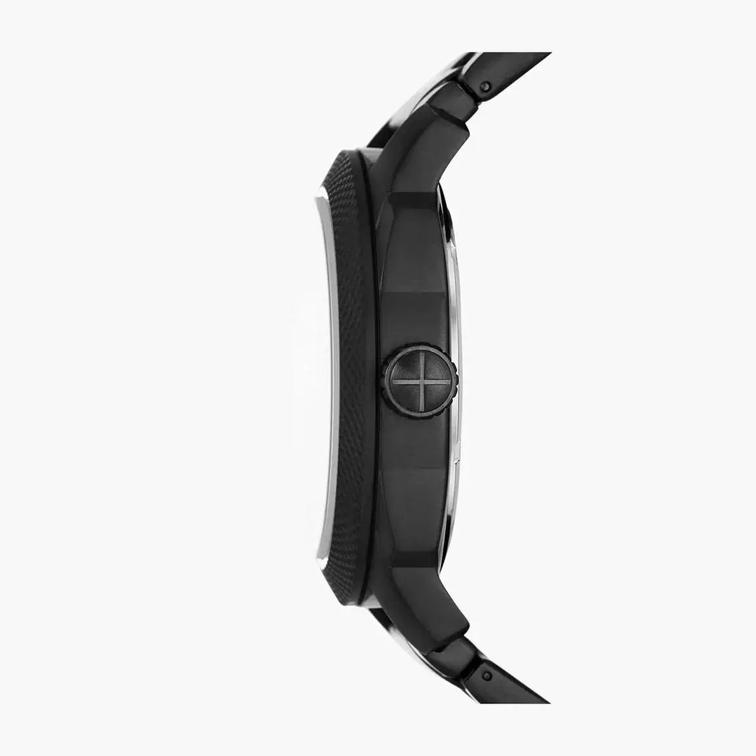 Fossil Machine Three-Hand Date Black Stainless Steel Watch