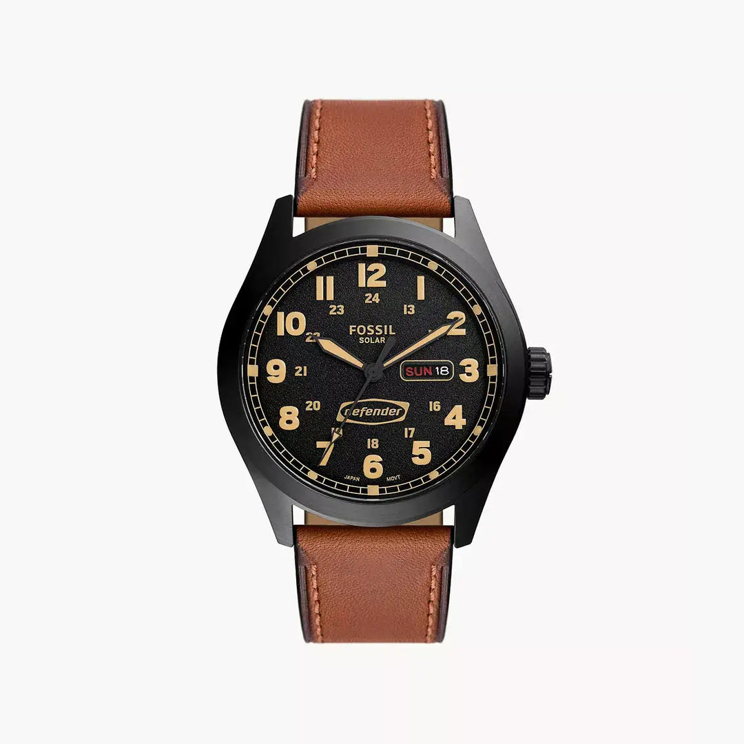 Fossil Defender Solar-Powered Luggage Leather Watch