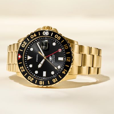 Fossil Fossil Blue GMT Gold-Tone Stainless Steel Watch