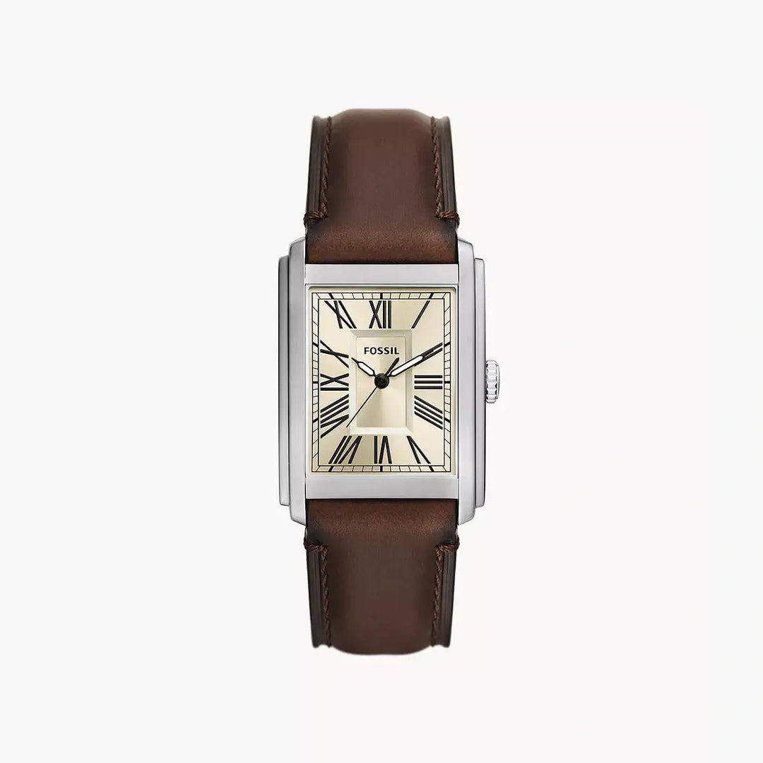 Fossil Carraway Three-Hand Brown Leather Watch