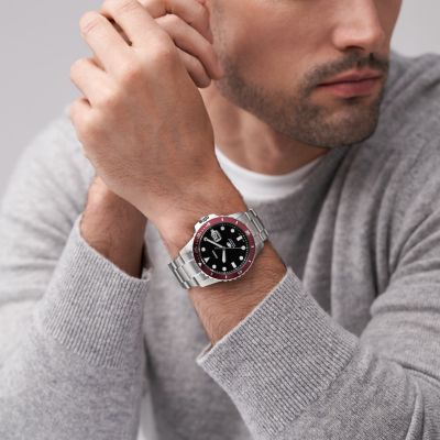 Fossil Fossil Blue Dive Three-Hand Date Stainless Steel Watch