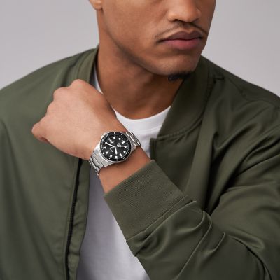 Fossil Fossil Blue Dive Three-Hand Date Stainless Steel Watch