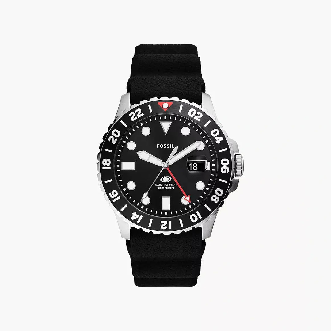 Fossil Fossil Blue GMT Black Silicone Watch