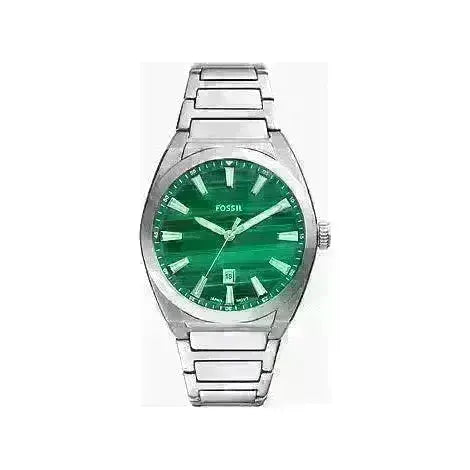 Everett Three-Hand Date Watch with Genuine Malachite Dial