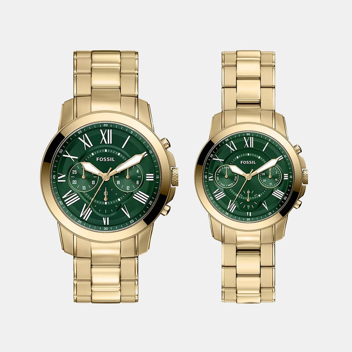 Fossil FS6201SET Green Dial Couple Watch