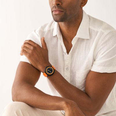 Fossil Gen 6 Wellness Edition Smartwatch Orange Silicone And Interchangeable Strap And Bumper Set