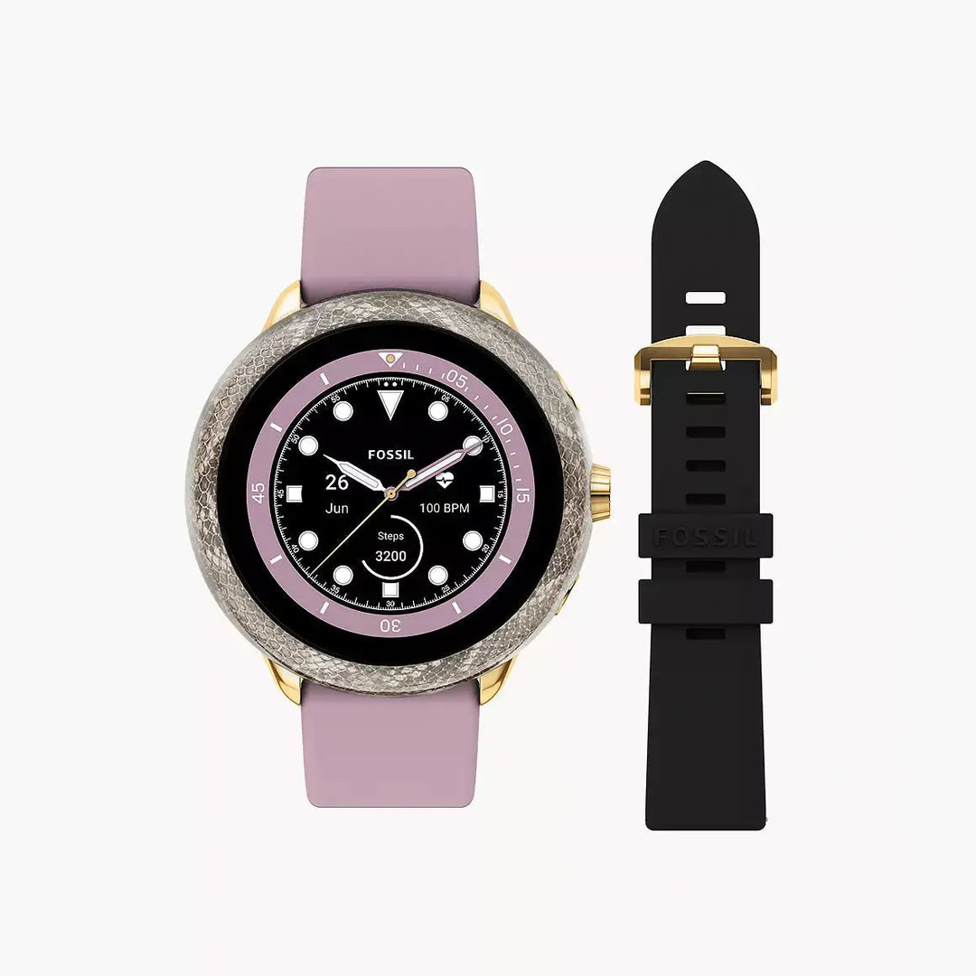 Fossil Gen 6 Wellness Edition Smartwatch Lilac Silicone And Interchangeable Strap And Bumper Set