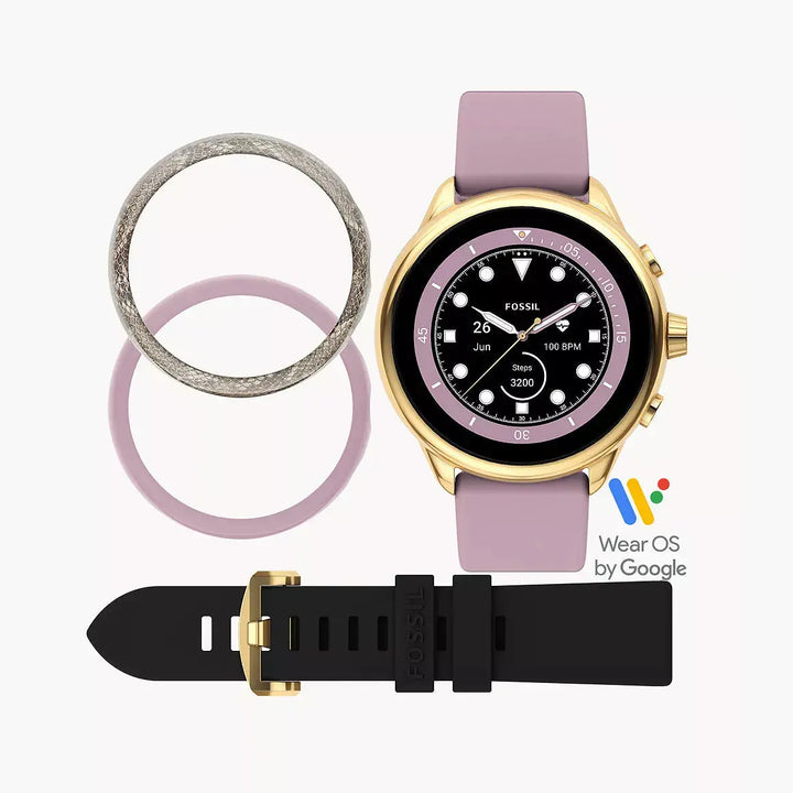 Fossil Gen 6 Wellness Edition Smartwatch Lilac Silicone And Interchangeable Strap And Bumper Set