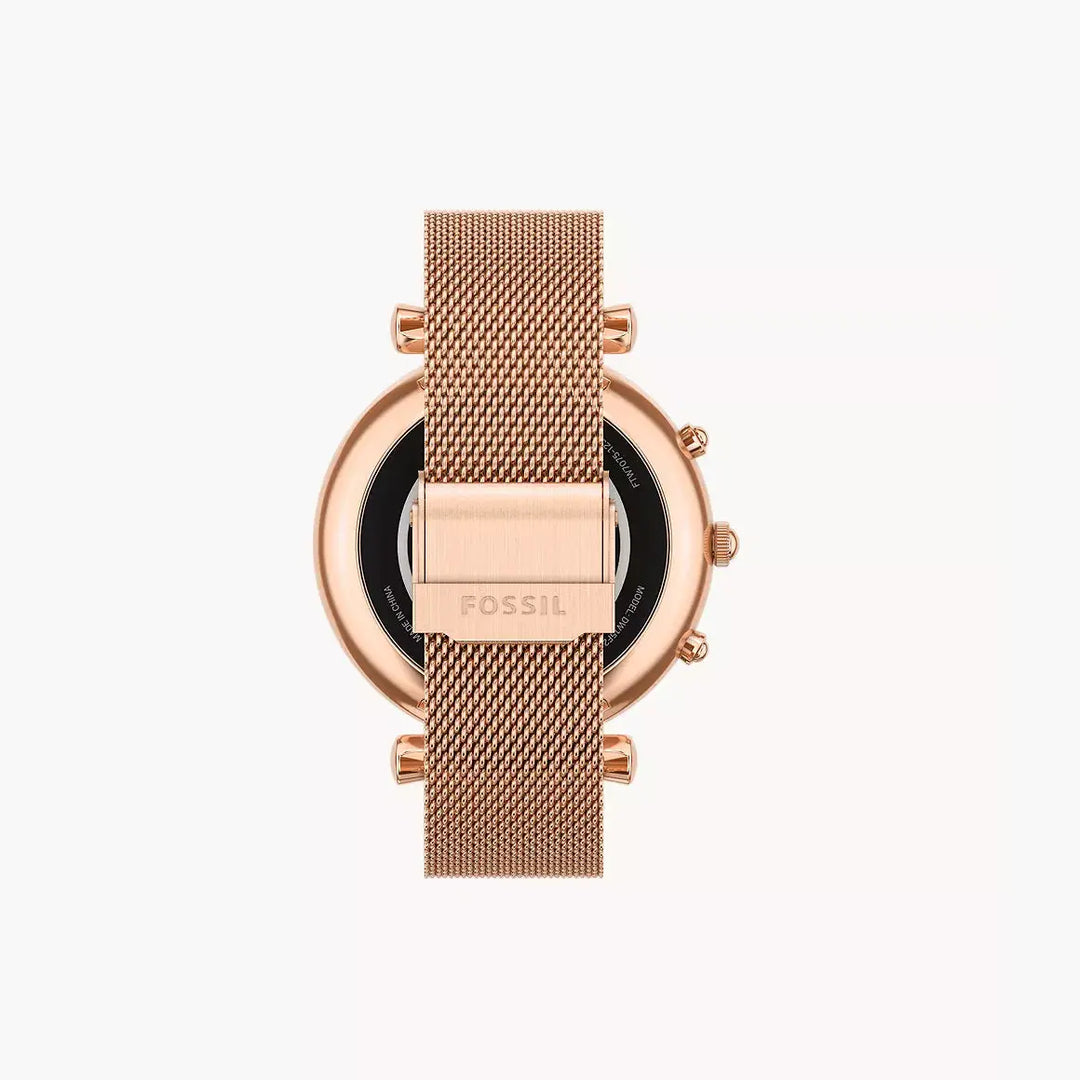 Fossil Carlie Gen 6 Hybrid Smartwatch Rose Gold-Tone Stainless Steel Mesh