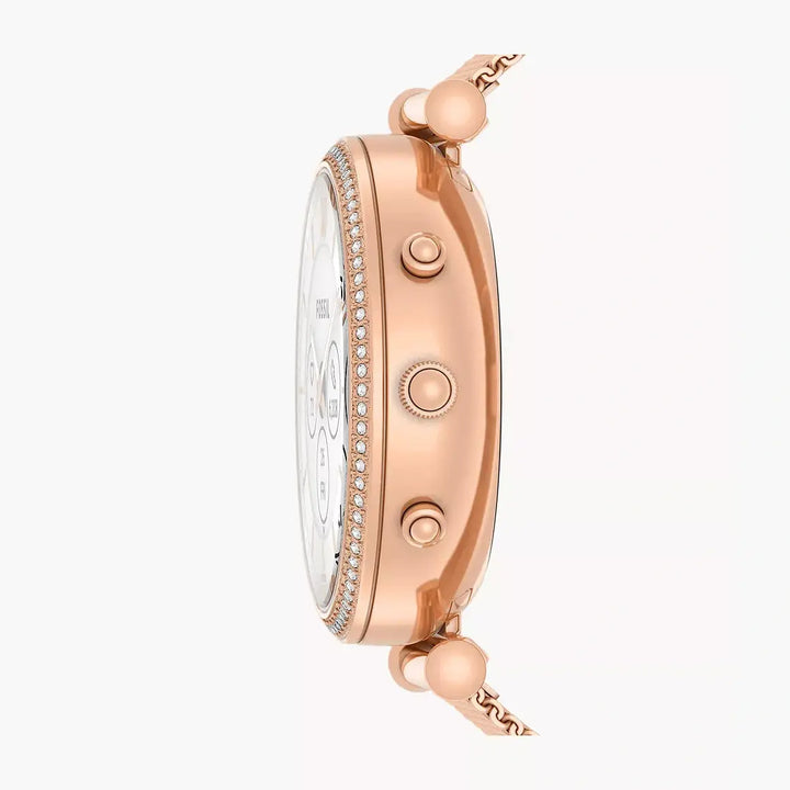 Fossil Carlie Gen 6 Hybrid Smartwatch Rose Gold-Tone Stainless Steel Mesh