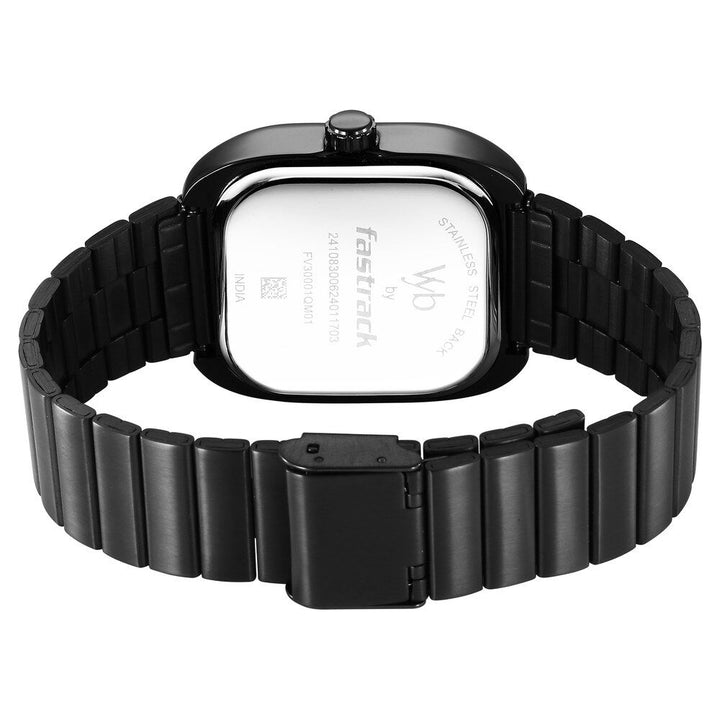 Fastrack Vyb Maverick Quartz Analog Grey Dial Grey Metal Strap Watch For Guys FV30001QM01W