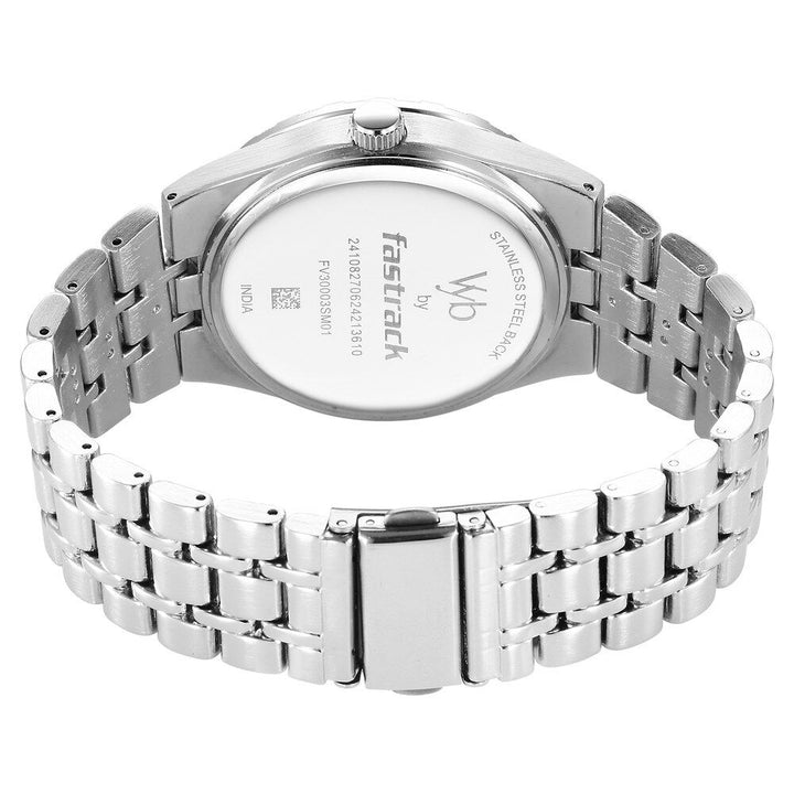 Fastrack Vyb Orion Quartz Analog Blue Dial Silver Color Metal Strap Watch for Guys FV30003SM01W