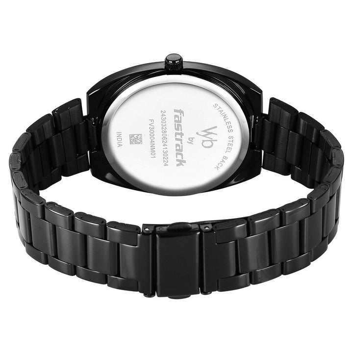 Fastrack Vyb Aviator Quartz Analog Black Dial Black Metal Strap Watch For Guys FV30004NM01W
