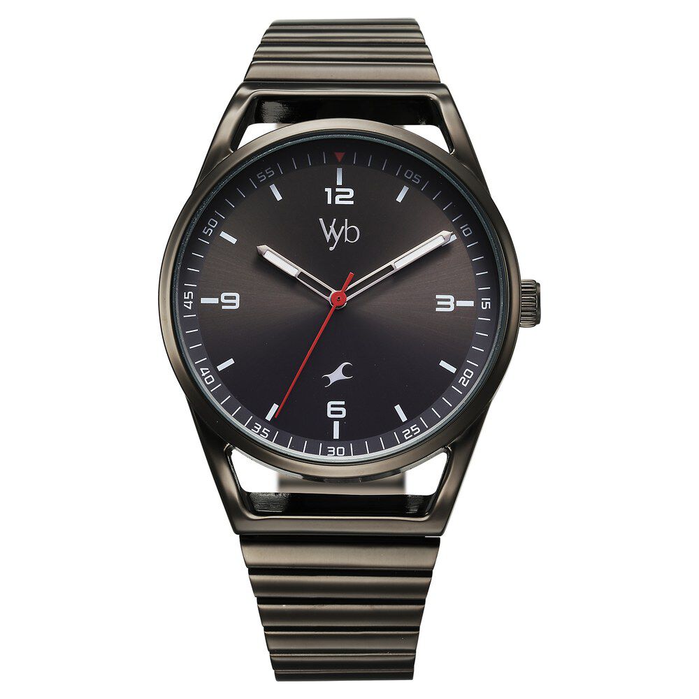 Fastrack Vyb Horizon Quartz Analog Grey Dial Grey Metal Strap Watch For Guys FV30006QM01W