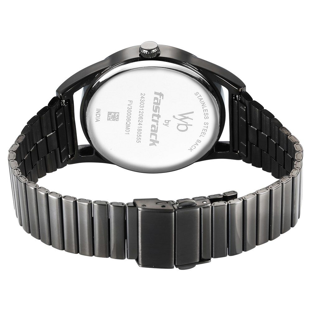 Fastrack Vyb Horizon Quartz Analog Grey Dial Grey Metal Strap Watch For Guys FV30006QM01W