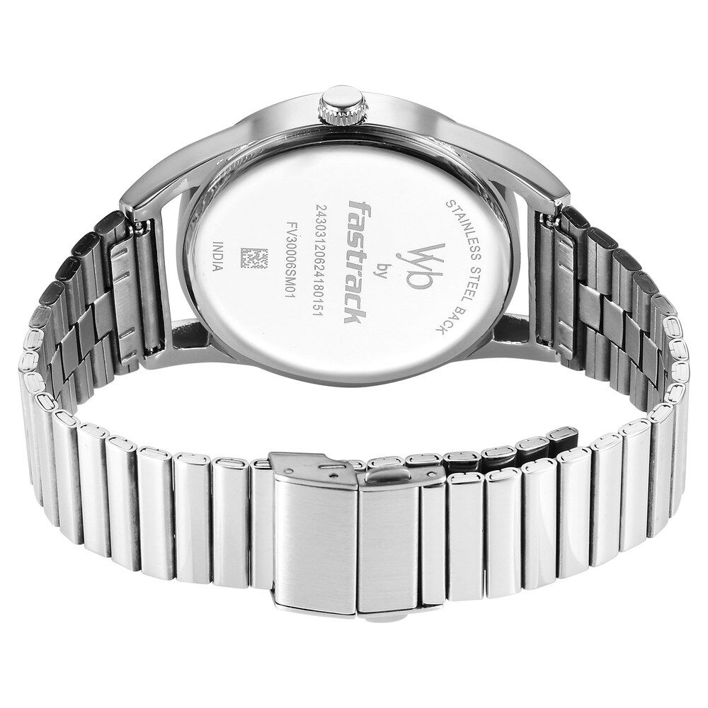 Fastrack Vyb Horizon Quartz Analog Blue Dial Silver Metal Strap Watch For Guys FV30006SM01W